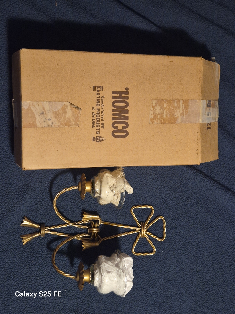 Vintage Homco Twist O Gold Double Wall Sconce 1202 Clear Glass Peg Votives Box